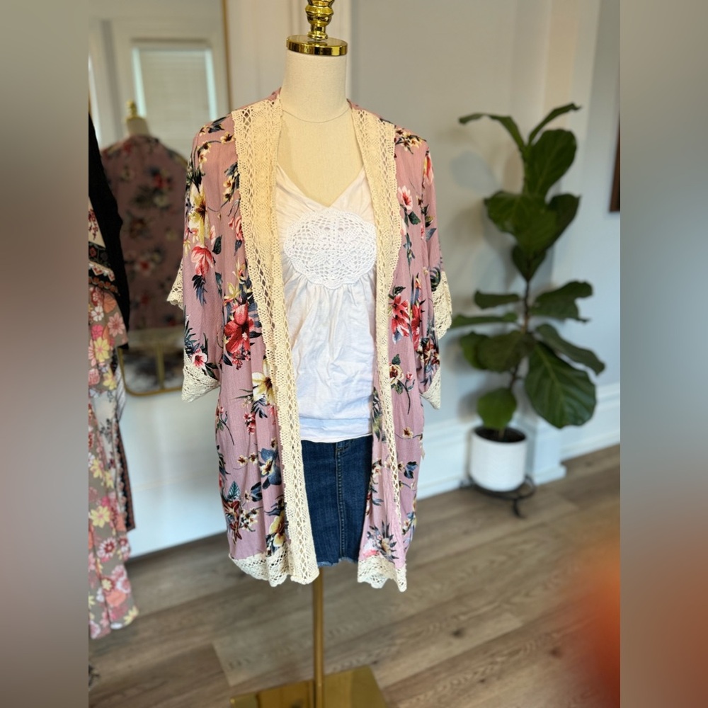 Indigo Rose Kimono: Size Medium